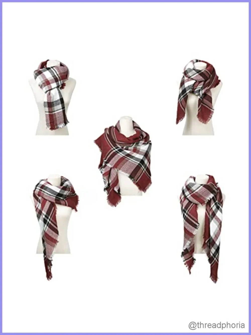 Warm Plaid Shawl Blanket Scarf 100% Soft Acrylic Double-Sided